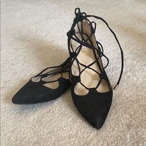 Black lace up flats